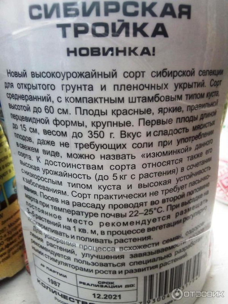 Описание сорта Сибирская тройка