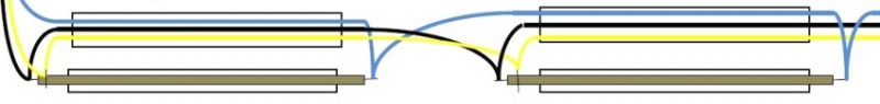 Схема подключения ТЭНов: синий - ноль, черный - фаза, желтый - земля