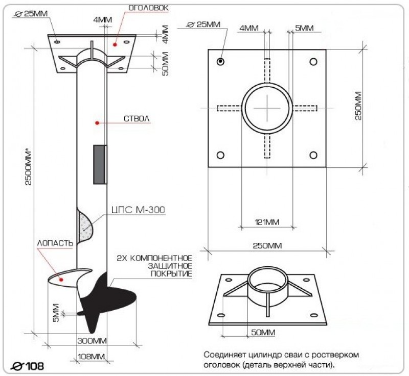 Чертежи винтовых свай в dwg