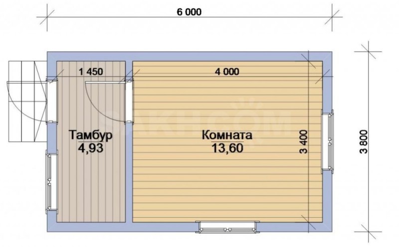 Чертеж жилой бытовки с тамбуром