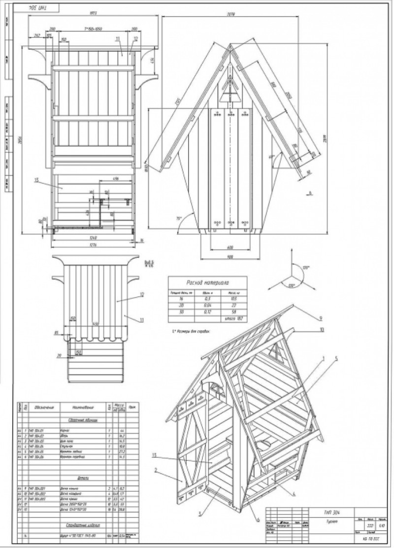 Дачный туалет избушка чертежи