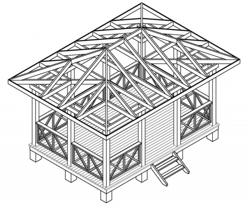 Чертеж беседки 4х4 с размерами