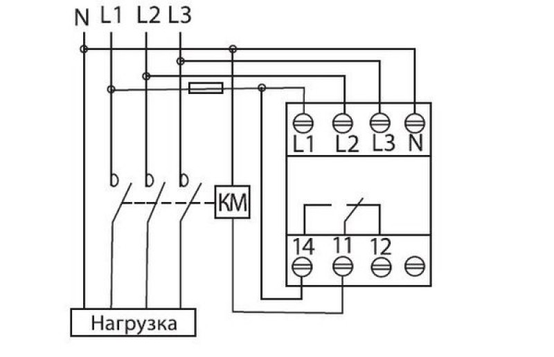 Реле контроля напряжения на схеме