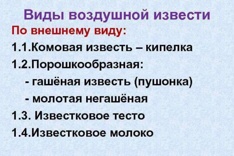 Для чего используется известь