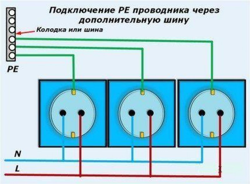 Схема соединения 3 розеток