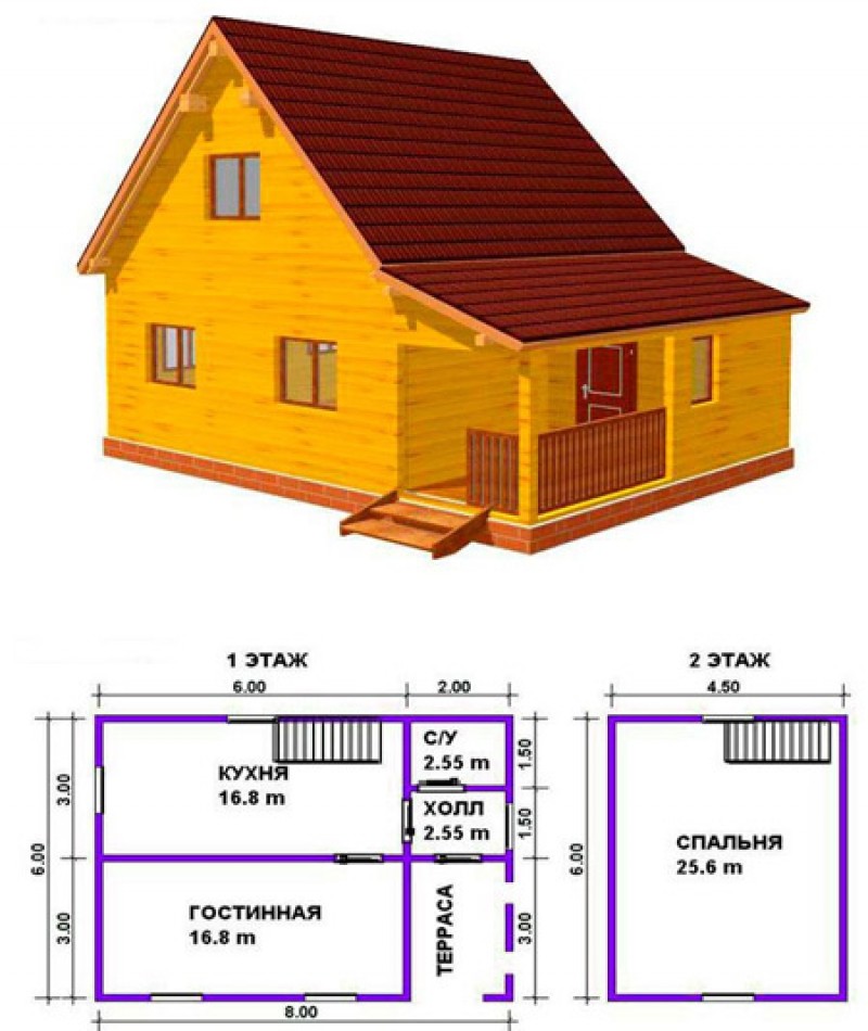 Дом из бруса 6х6 с мансардой проекты фото планировка