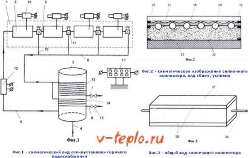 чертеж солнечного водонагревателя