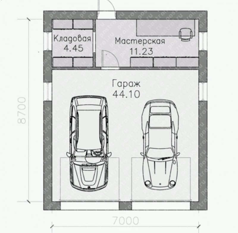 Чертежи гаражей на 2 машины