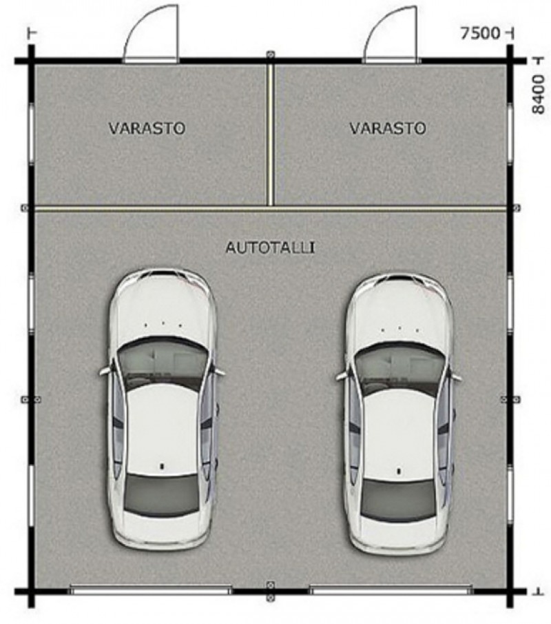 Схема гаража на 2 машины с одними воротами