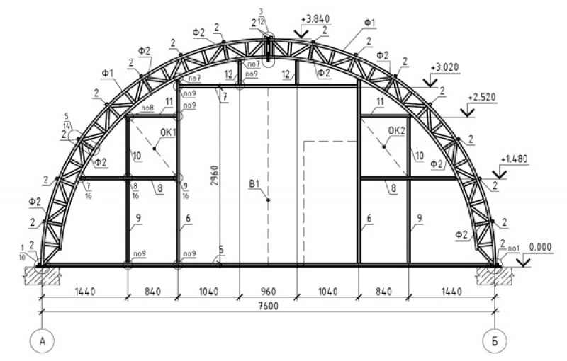 Арочная теплица чертеж