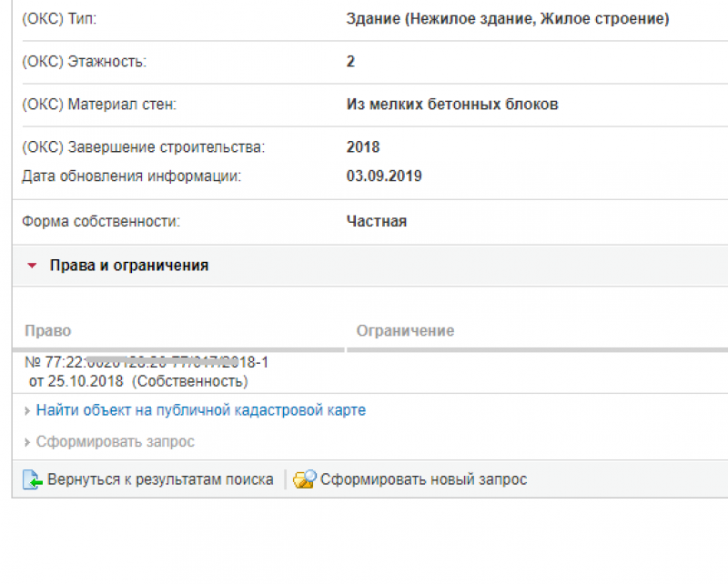 информация о собственности на частный дом