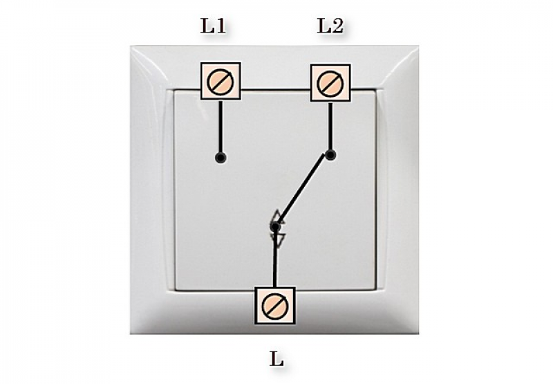 Выключатель света схема подключения l1 l2. Двойной выключатель. L1 l2 l1. L1 l2 на выключателе как подключить. Схема подключения выключателя одноклавишного l1 l2.