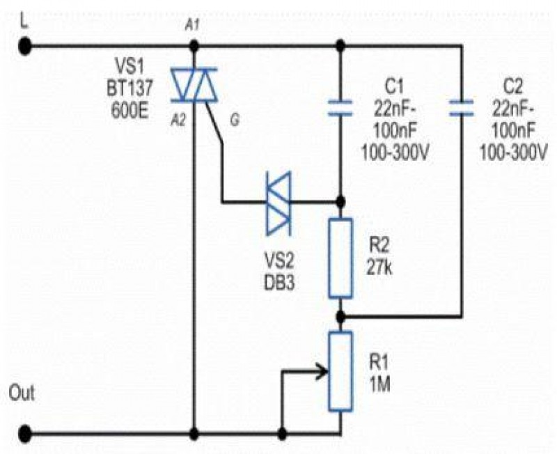 Простая схема регулятора напряжения на симисторе
