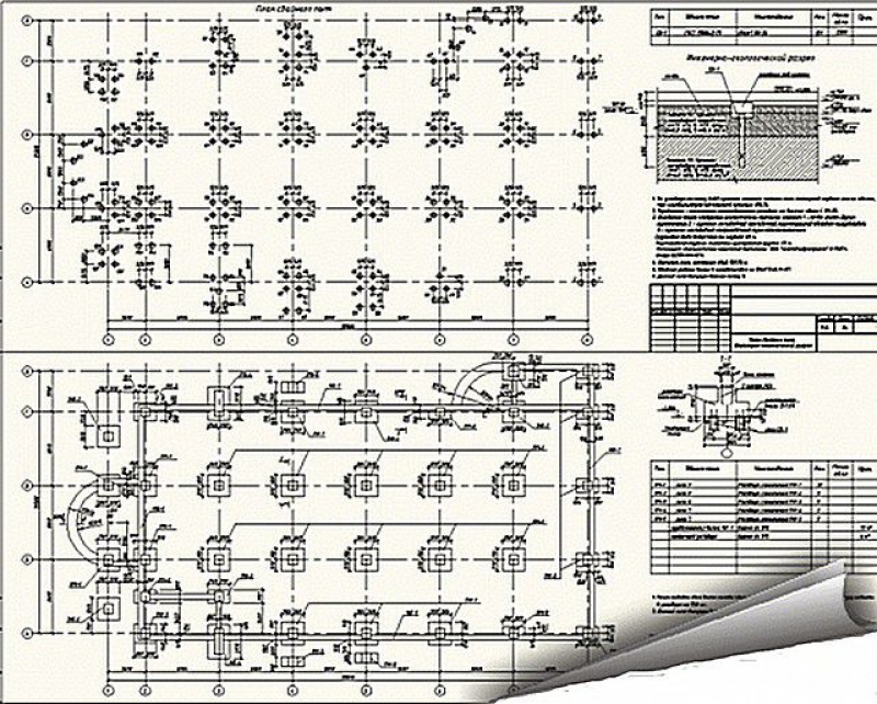 План столбчатого фундамента чертеж автокад