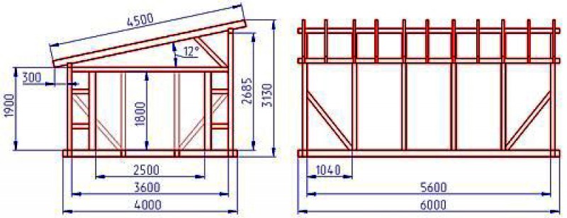 Односкатная крыша для беседки 3х3 чертежи и размеры