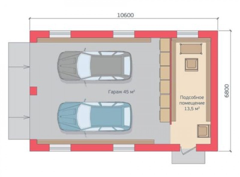 Часть проекта гаража на две машины