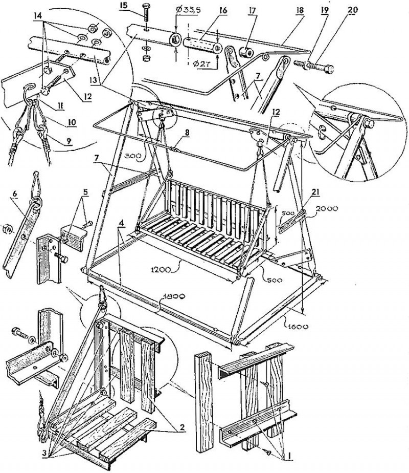 Садовые качели своими руками чертежи и размеры