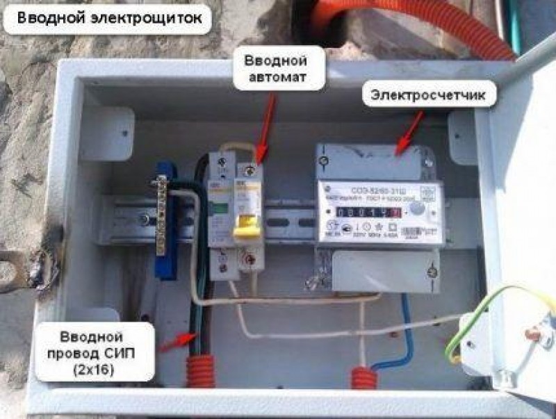 В квартире установлен прибор. Схема подключения электросчетчика и вводного автомата. Схема подключения счётчика электроэнергии в гараже. Схема подключения однофазного счетчика в гараже. Схема подключения СИП кабеля к автомату.