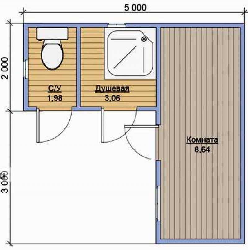 Баня душ туалет в одном проект