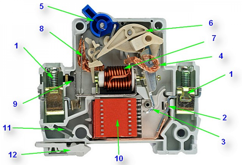 Устройство автоматического выключателя. Внутреннее устройство автоматического выключателя. Внутреннее устройство автоматического выключател. Неисправности автоматических выключателей. Автоматический выключатель изнутри.