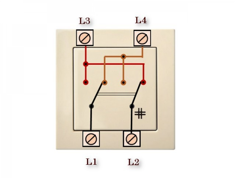 Выключатель 4 контактный одноклавишный схема подключения. Схема подключения одноклавишного выключателя с четырьмя клеммами. Выключатель на 4 провода. Схема подключения выключателя 4 контакта. Включение 4g