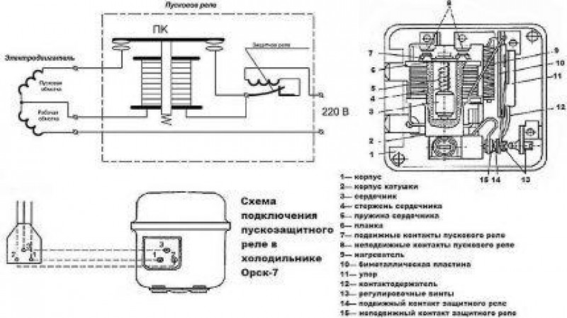 Схема пускозащитного реле