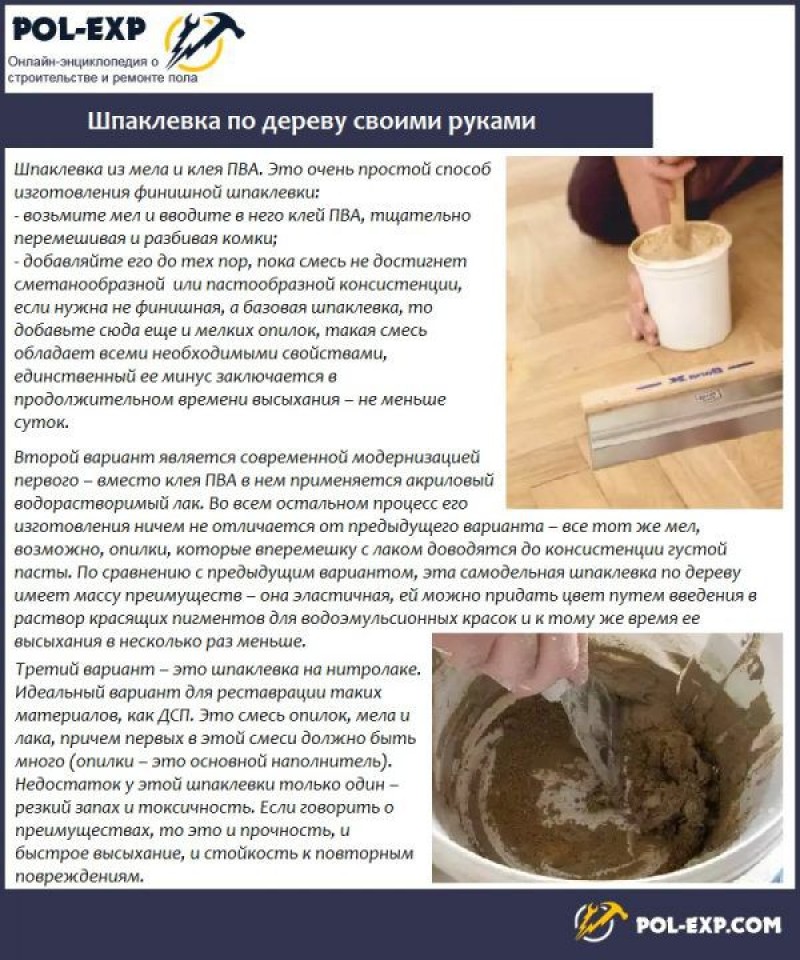 Шпаклевка по дереву своими руками