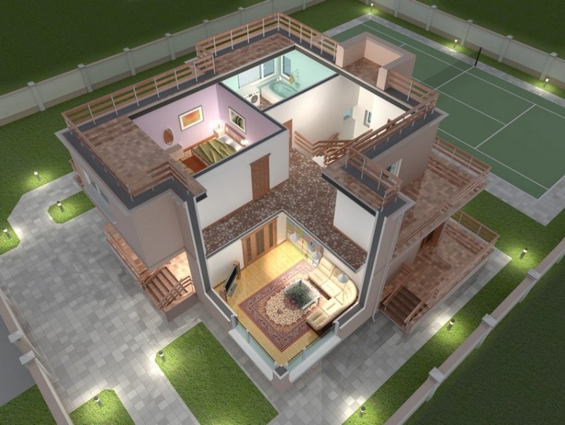3D-модель небольшого по площади двухэтажного дома