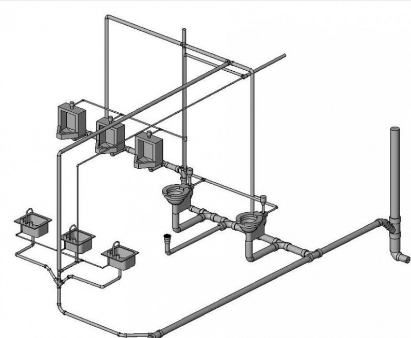 Аксонометрическая схема водопровода в автокаде