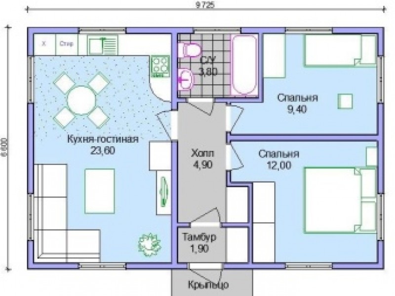 Проекты домов одноэтажных до 60 м2 общей площади