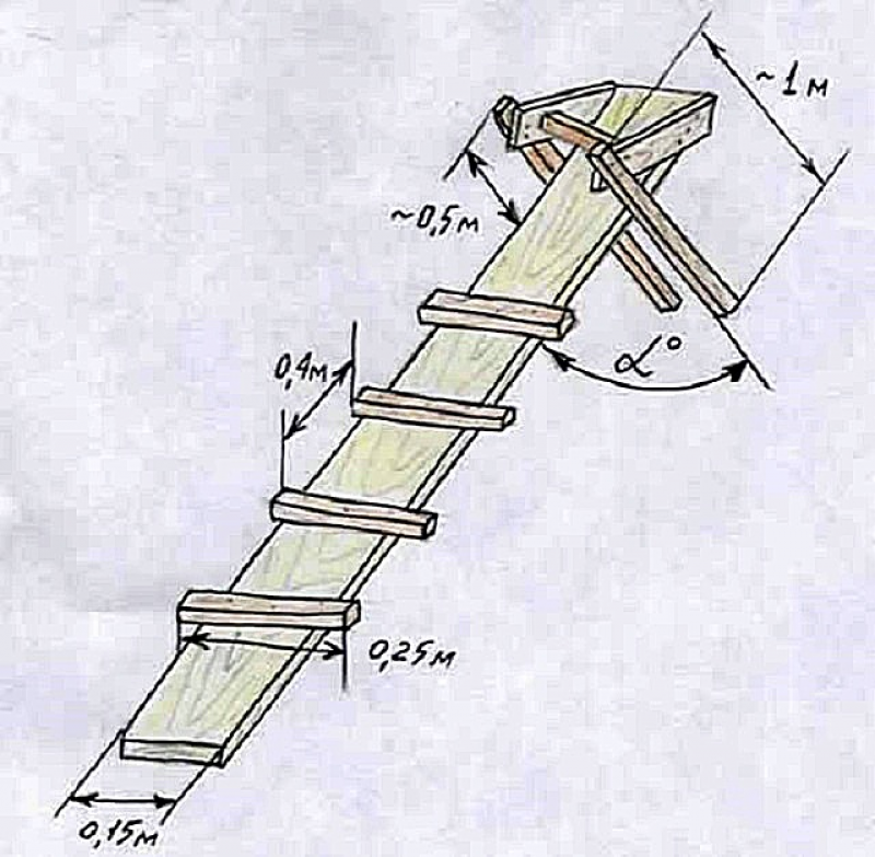 Трап на крышу своими руками из дерева фото
