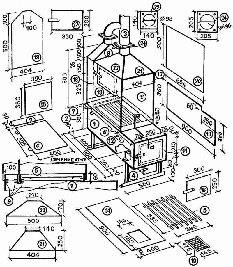 Чертежи печи для бани из металла своими руками и фото