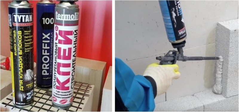 Блоки на клей пену что лучше. Укладка пеноблоков на пену. Клей пена для пеноблоков. Клей пена для газобетона. Клей пена для газосиликатных блоков.