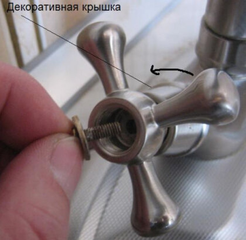 Снимаем декоративную заглушку и откручиваем крепежный винт