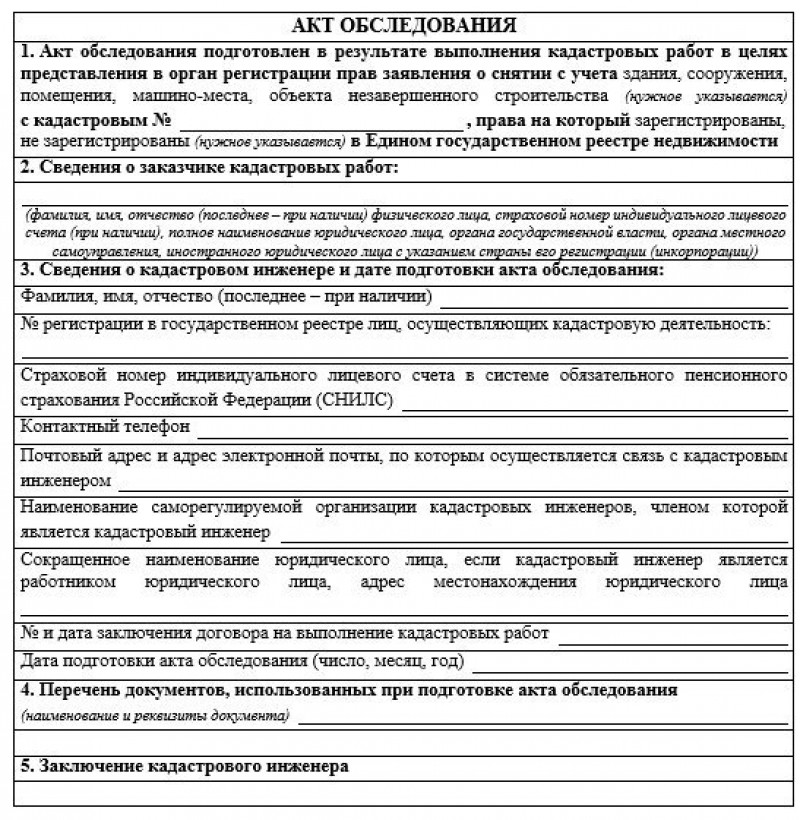 Акт осмотра объекта недвижимости образец
