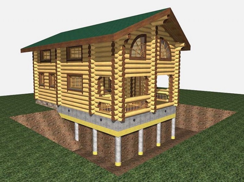 Графическое изображение дома на свайном фундаменте