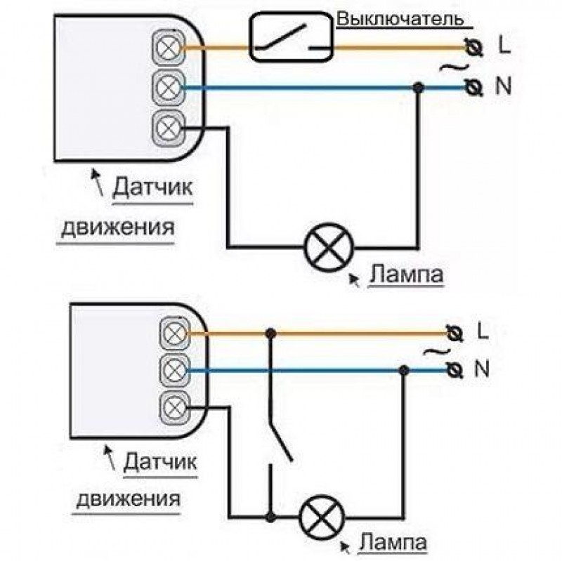 Схема подключения уличного светильника с датчиком движения