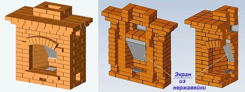Мини-камин в разрезе