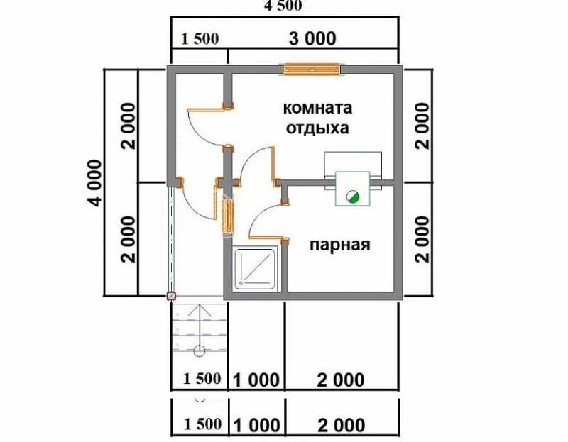 Баня с парилкой и душевой